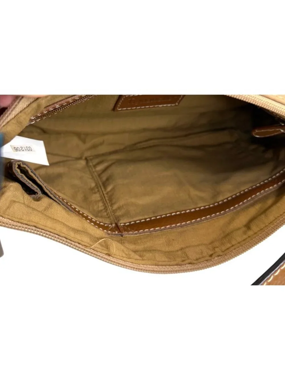 Tignanello Jacquard Logo Fabric Shoulder Handbag Baguette Style Y2K Buckle